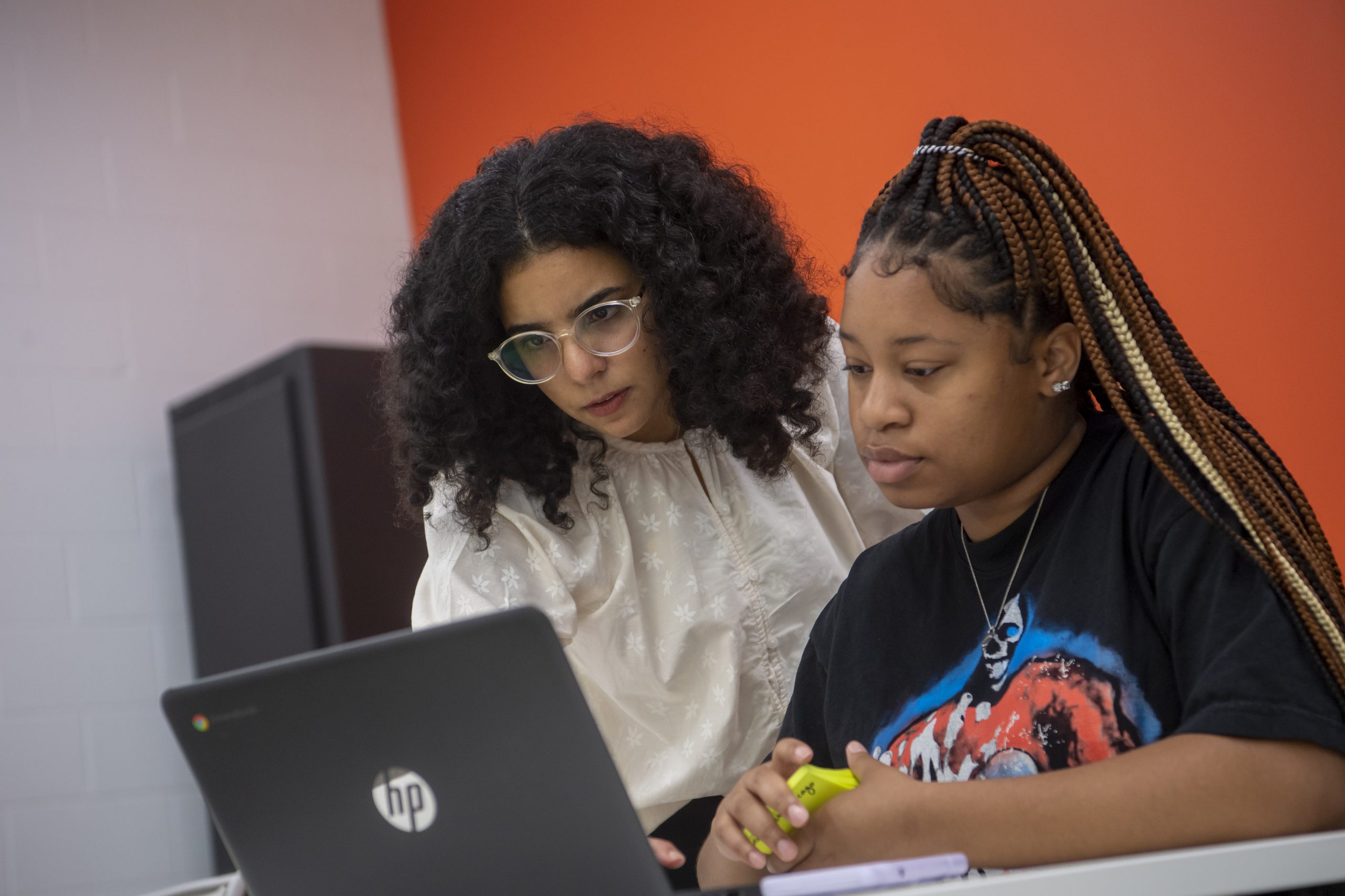 Students working on a computer