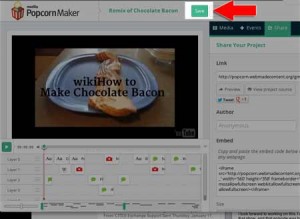 Screen capture highlighting save button in Popcorn Maker