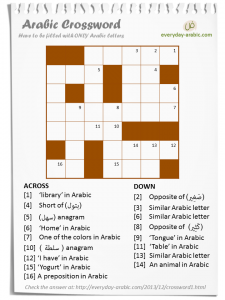Arabic Crossword Puzzle Lisaan Al Dhaad