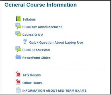Lists some examples of general course info