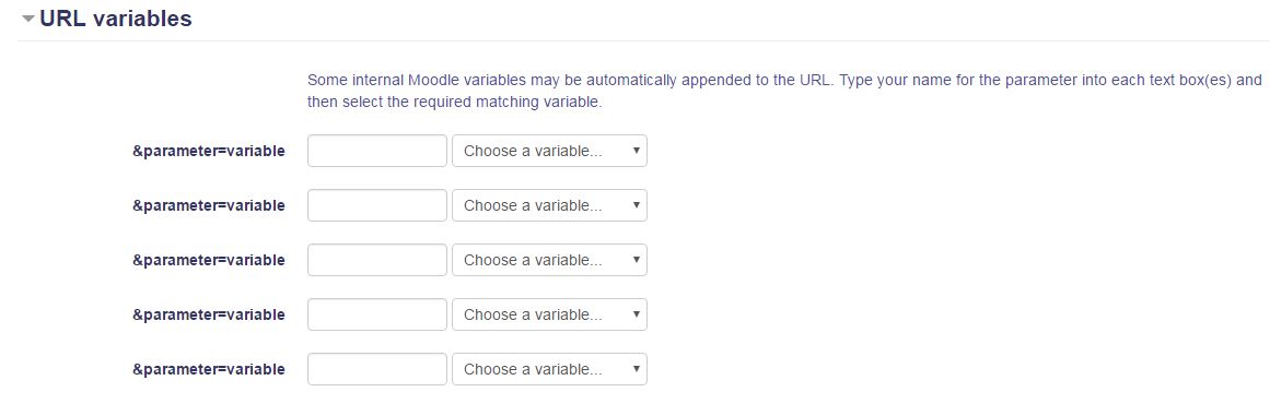 URL variables section 