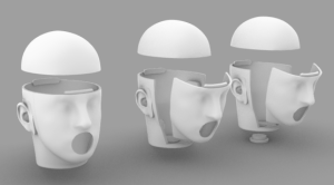 Exploded-view render of head simulators, produced by Zhihao Tang for TE401F in 2021
