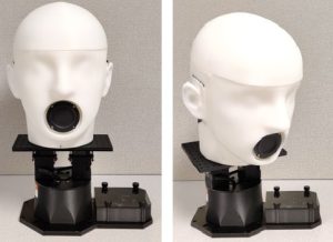 3D printed head simulator mounted on a multiaxial turret for motion.