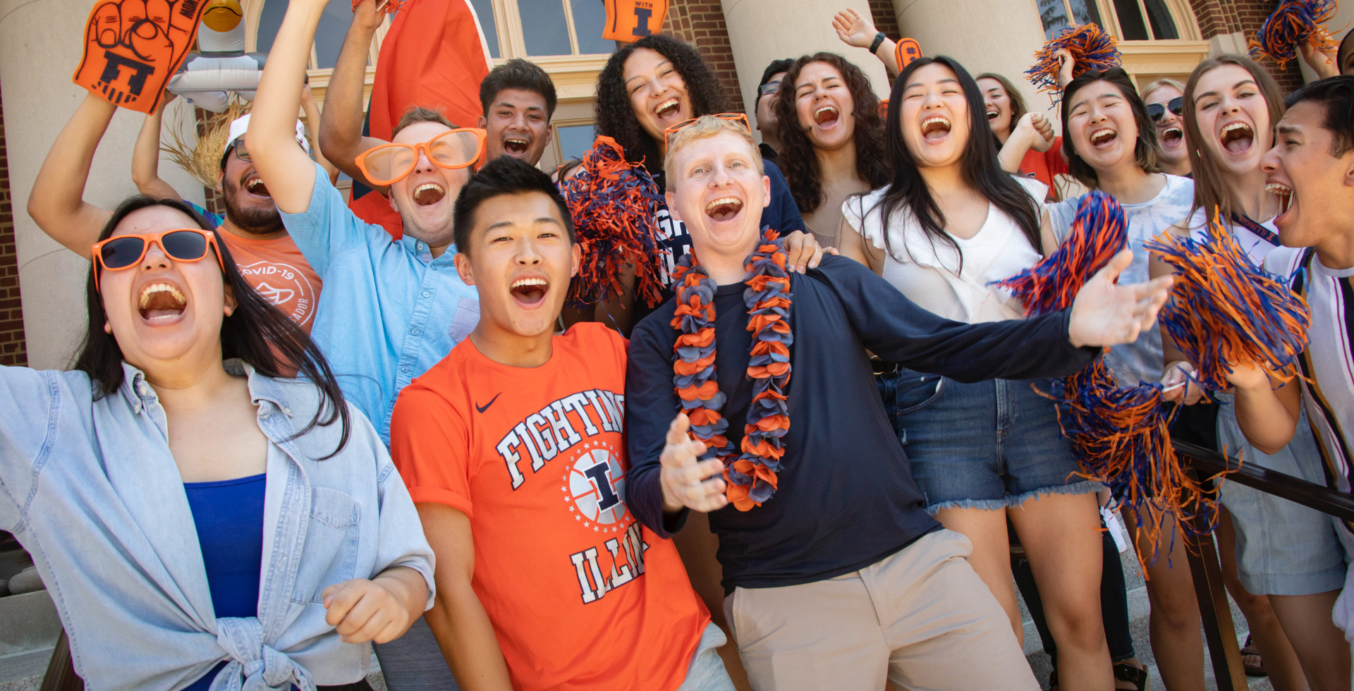 Students cheering.