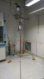 Mock setup of Hobo Onset Weather station at University of Illinois in Newmark Civil Engineering Lab 
