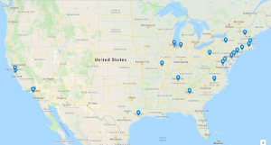 Map of best universities in the United States