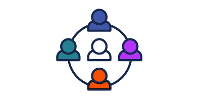 Team of five co-workers.