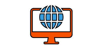 Globe on a computer screen.