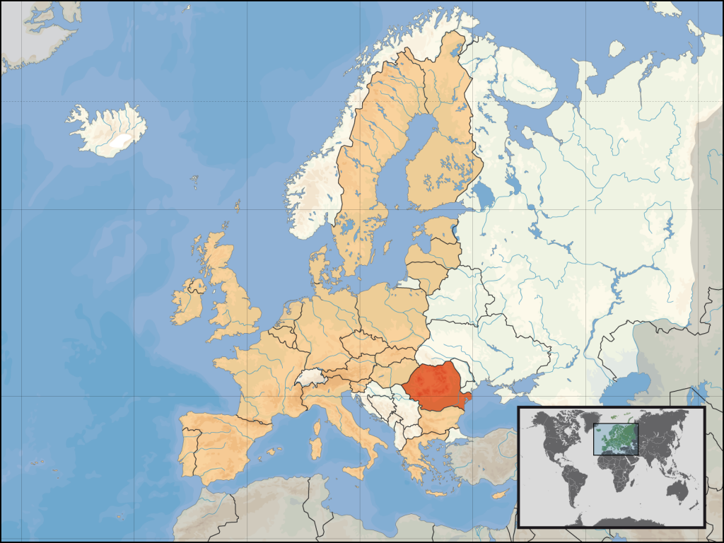 Location of modern-day Romania within Europe. Image: 