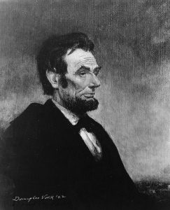 Abraham Lincoln, head-and-shoulders portrait, seated, facing right, by Douglas Volk c. 1922