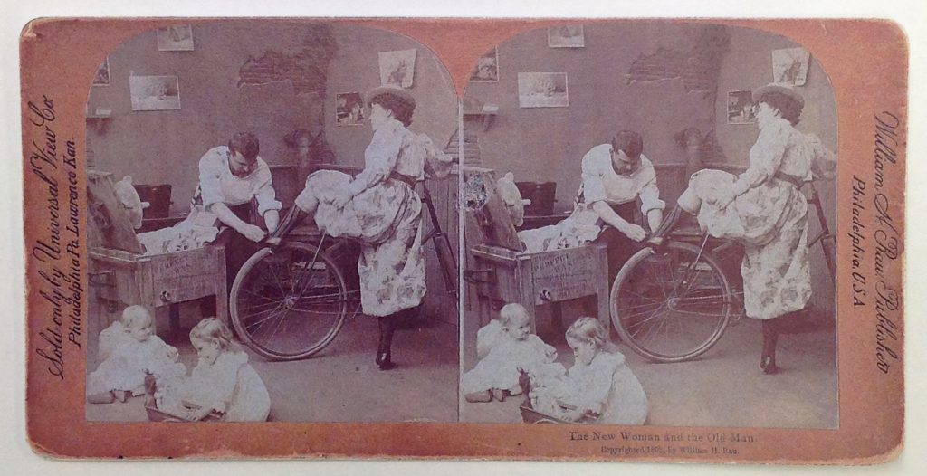Facsimile of The New Woman and the Old Man stereoscopic card, 1892.