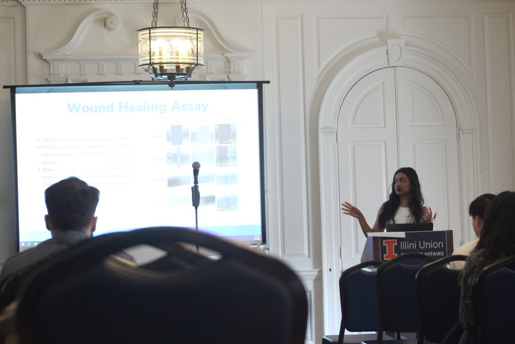 Student giving an oral presentation