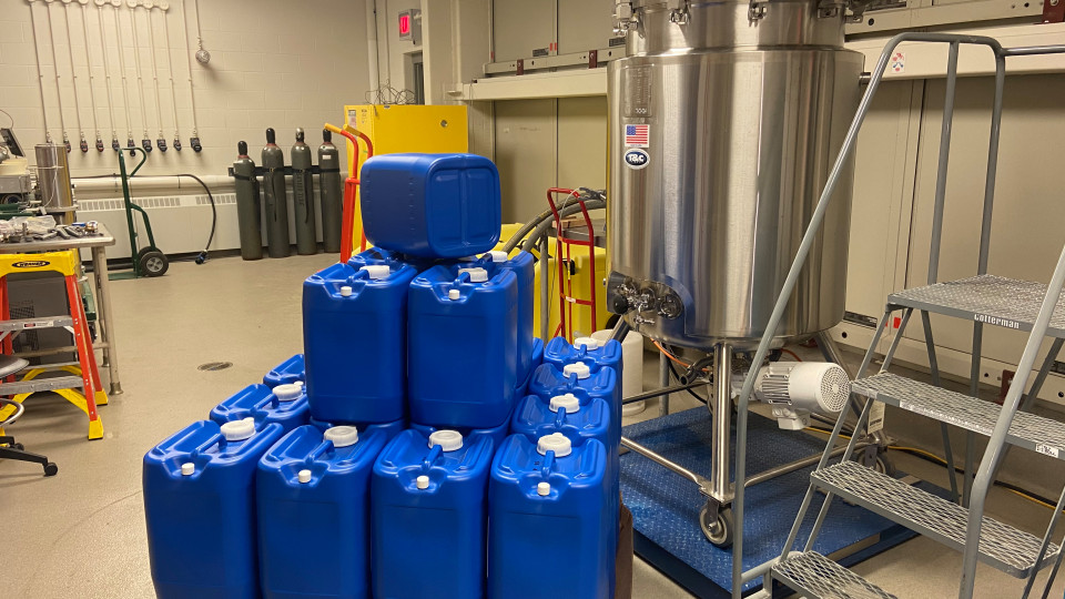 Sanitizer being made in lab