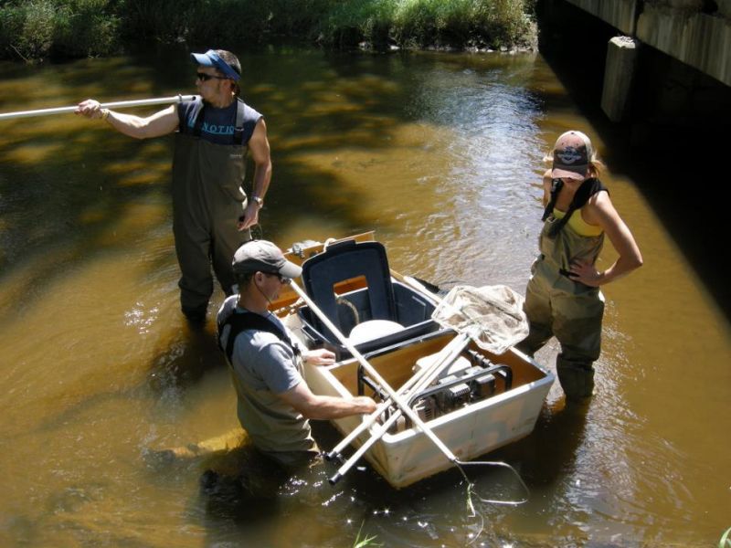 3 people in Kishwaukee River electrofishing