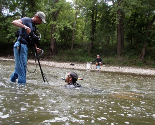 Tiemann snorkeling with collaborator
