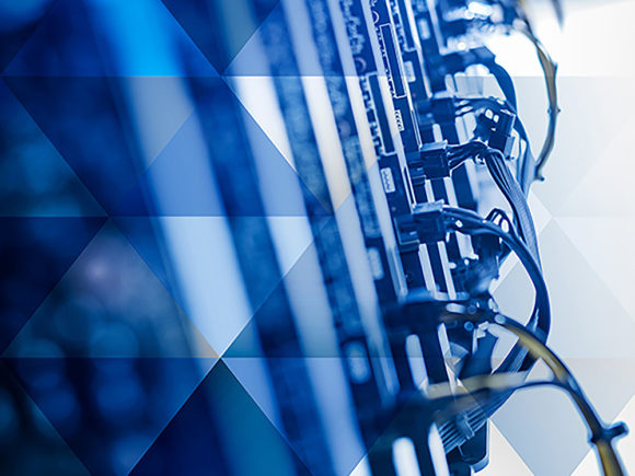 Stylized image of the Delta supercomputer with a blue overlay