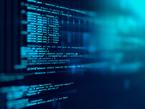 Programming code abstract technology background of software developer and Computer script