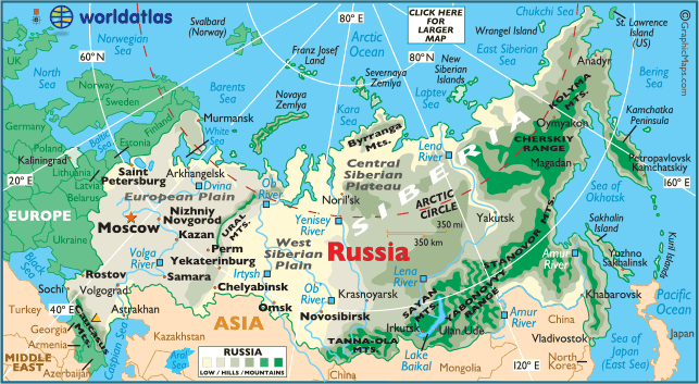 Modern map of Russia. Source: worldatlas.com