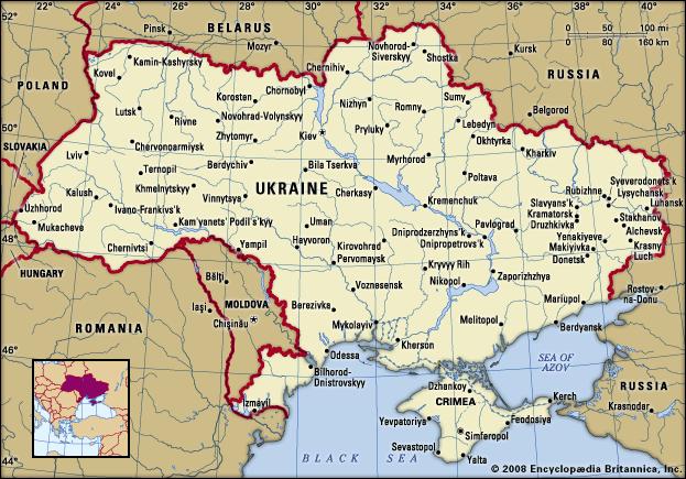 Modern map of Ukraine. Source: britannica.com