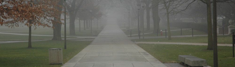 Sidewalk in fog