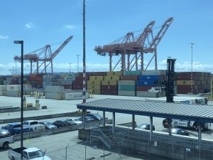 Tall cranes at the Port of Seattle