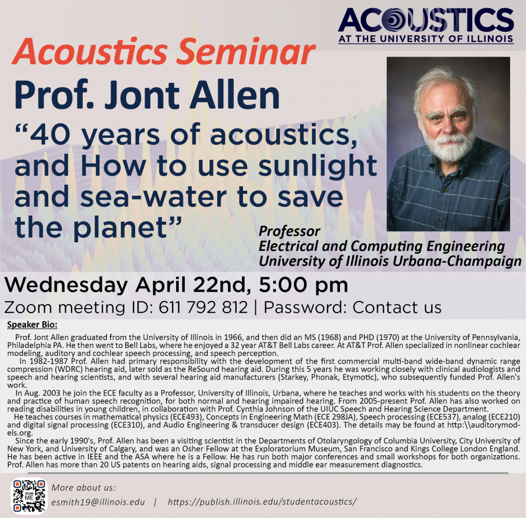 Seminar Announcement - Prof. Jont Allen