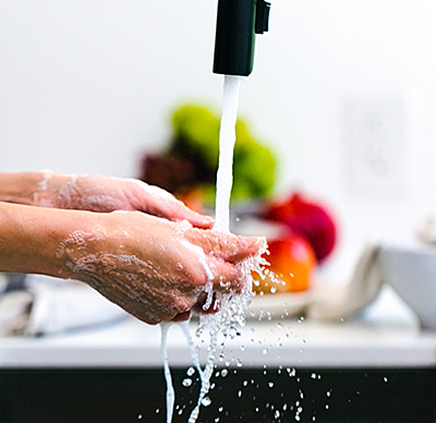 photo of hand washing