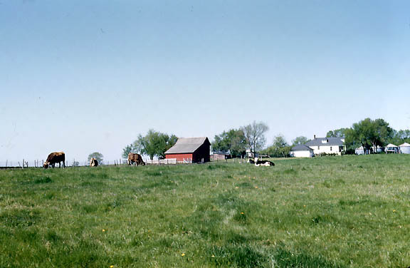 pasture with barn in distance