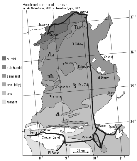 map of Tunisia