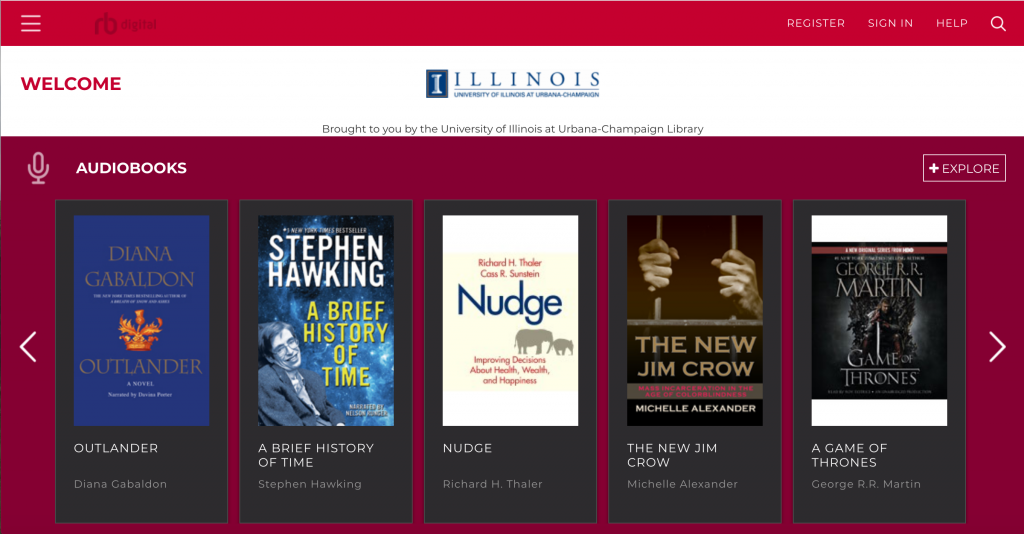 Screenshot of the rb Digital library for Ebooks