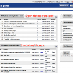 Screenshot of tickets you own, unclaimed tickets, and main menus