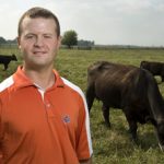 Animal Science Assistant Professor Daniel W. Shike in the South Farms beef pasture on August 3, 2011.