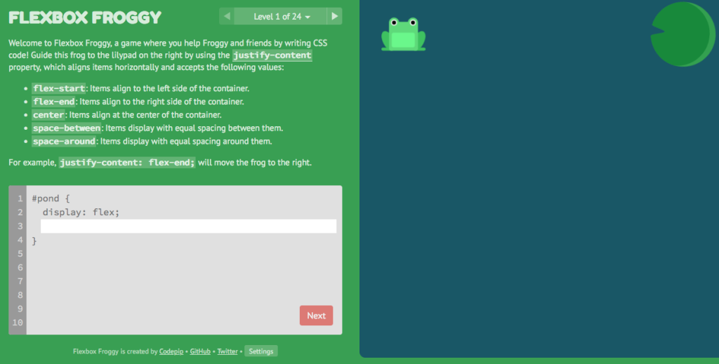 Flexbox Froggy Homepage