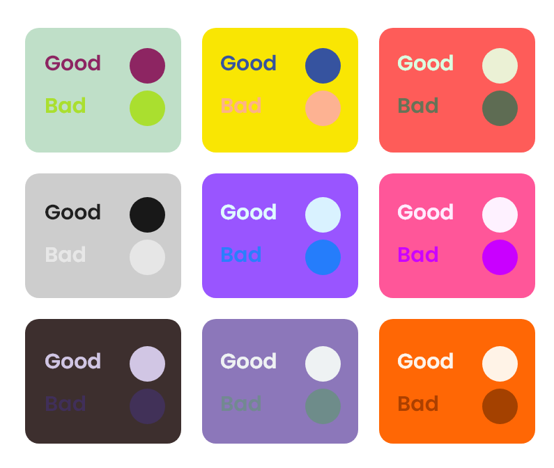 examples of good and bad color contrast