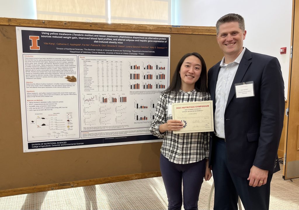 Yifei Kang received Best Student Poster in Dietary Intervention Models II at the Nutrition Symposium at UIUC. Spring 2023