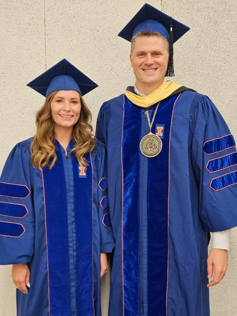 Graduation ceremonies December, 2023. Danielle and Dr. Swanson