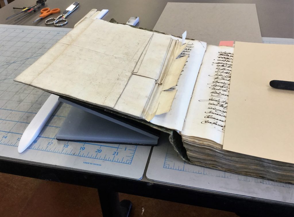 Foldouts from books were cut out and removed for treatment.