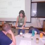 Carolyn presents a sediment core model made out of sugar.