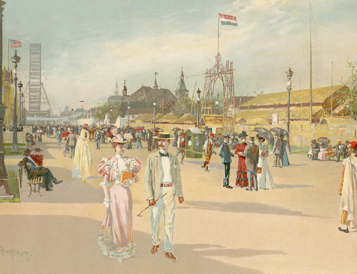 Print of a watercolor painting from the World’s Columbian Exposition, 1893.