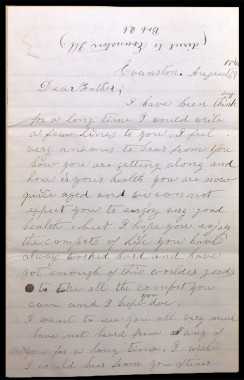 Letter from Mary Jane Foster to her father describing transportation between Evanston and Chicago