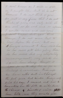 Letter from Mary Jane Foster to her father describing transportation between Evanston and Chicago