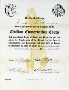 Certificate of completion for CCC tour of duty for Eugene Runyan