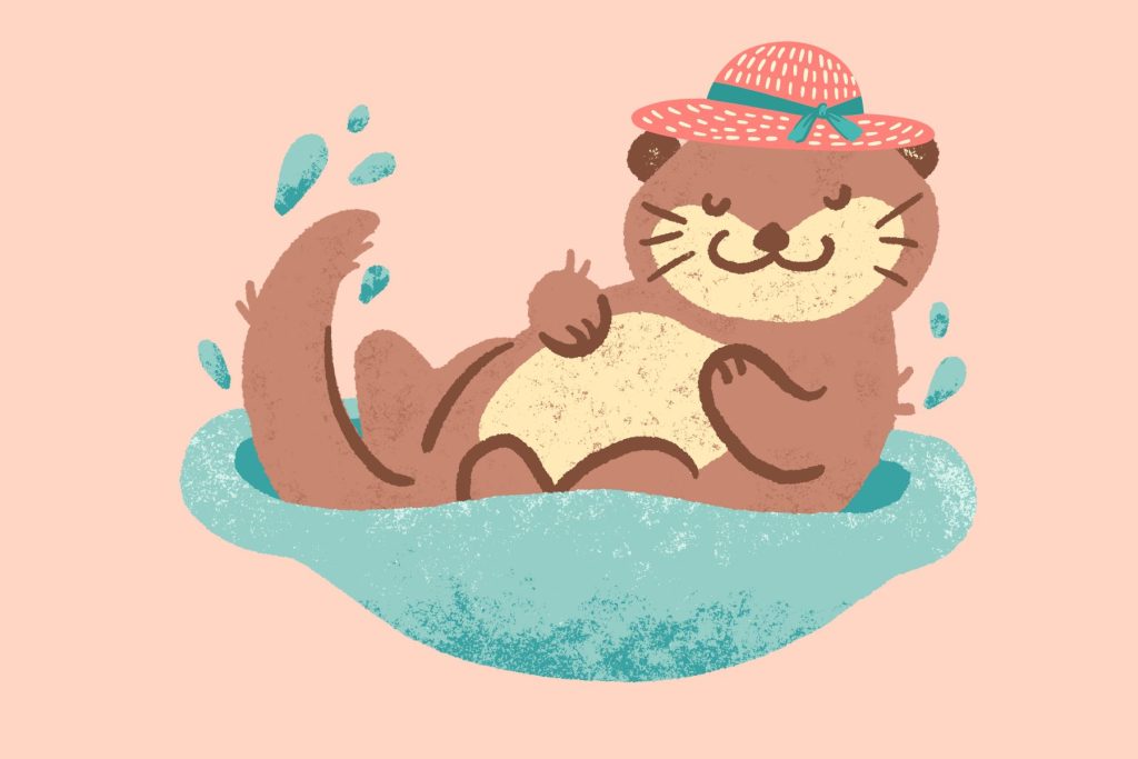 An otter wearing a sun hat.