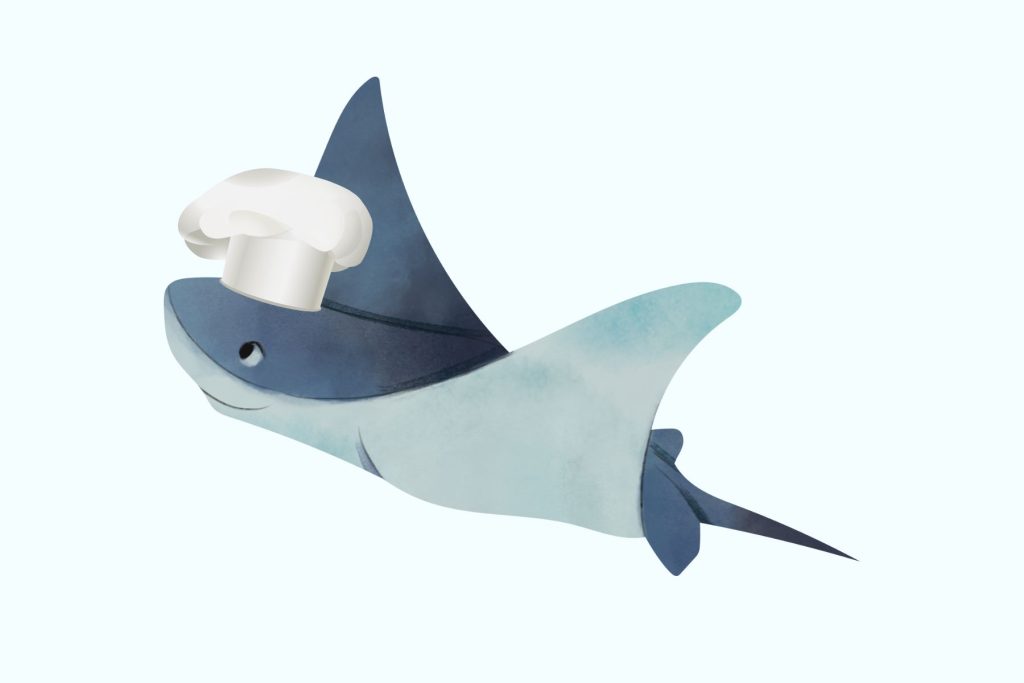 A stingray with a chef hat (Hanna likes to cook).