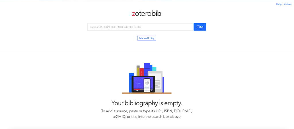 Image of ZoteroBib's website. 