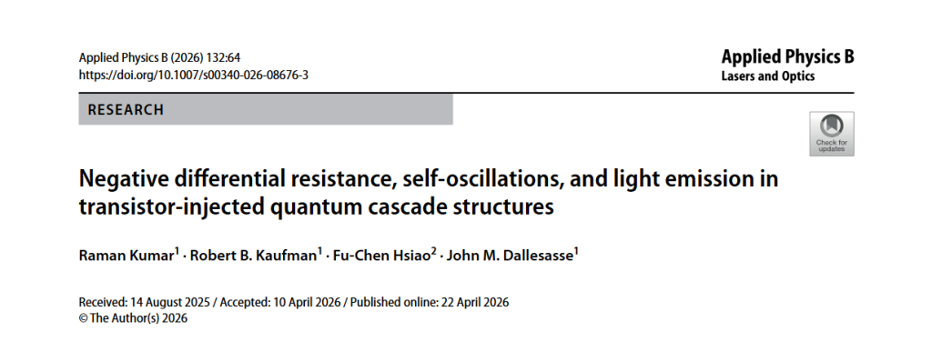 Title of research paper published in Applied Physics