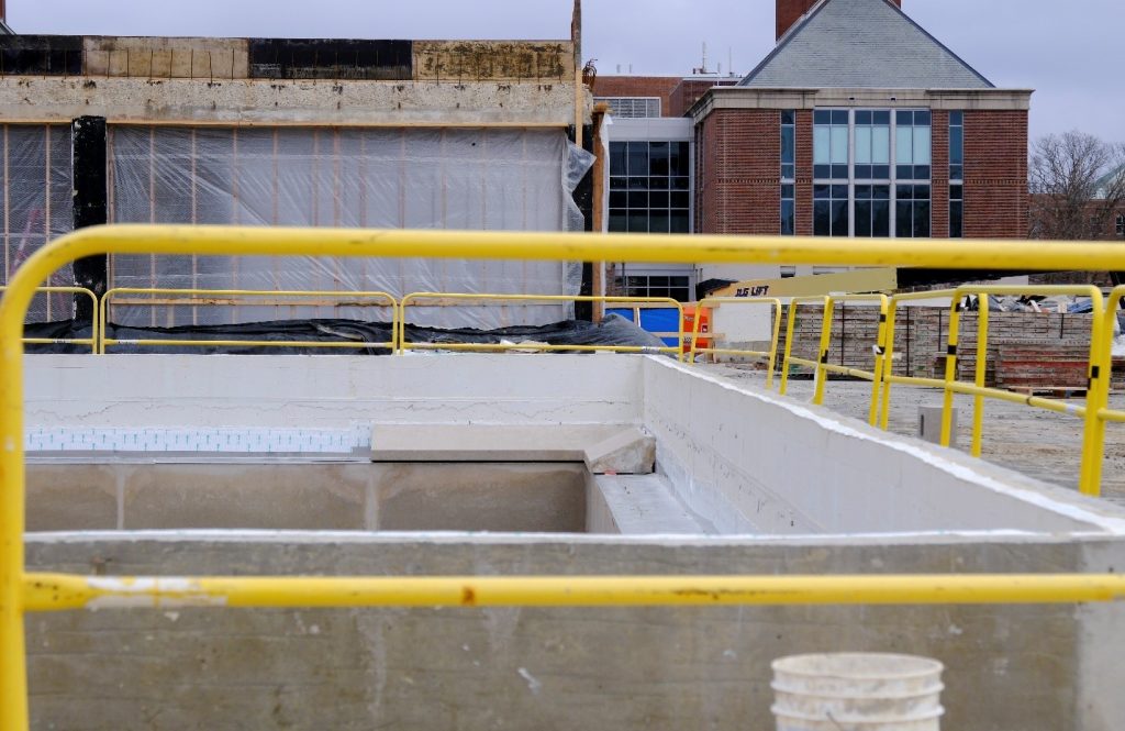 First pieces of limestone being reinstalled.