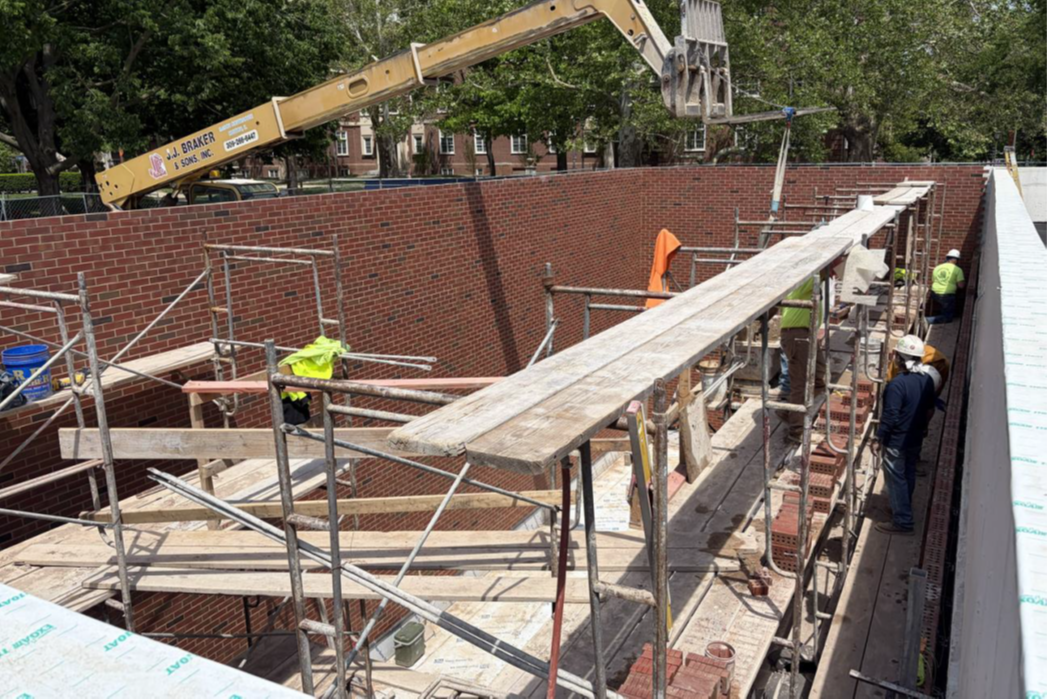 North area well brick progress. Two walls nearly complete. Third wall approx. 3/4 complete