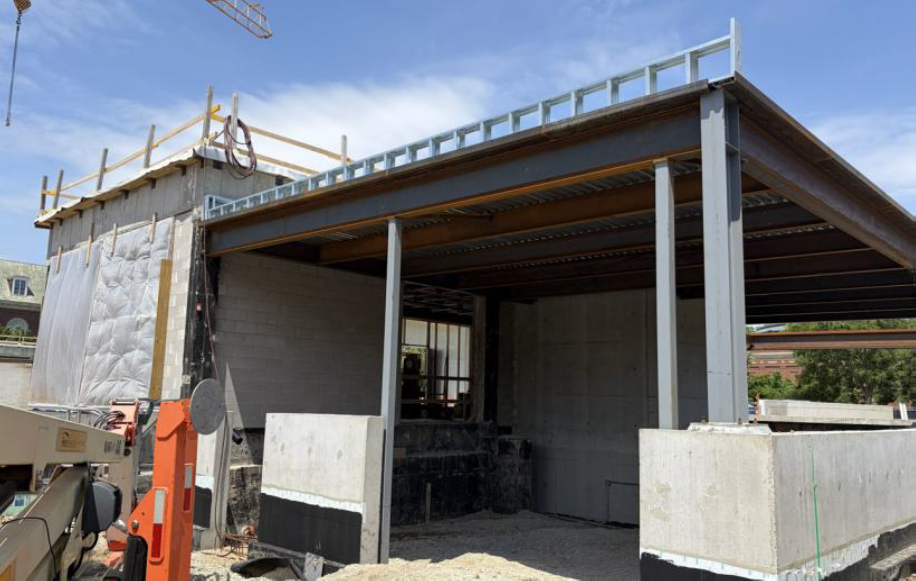 CFMF parapet framing installed at south wall of loading dock