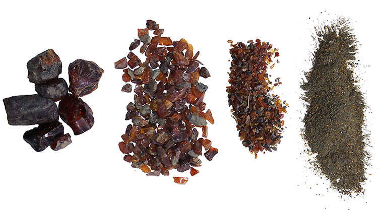 amber in smaller and smaller pieces.